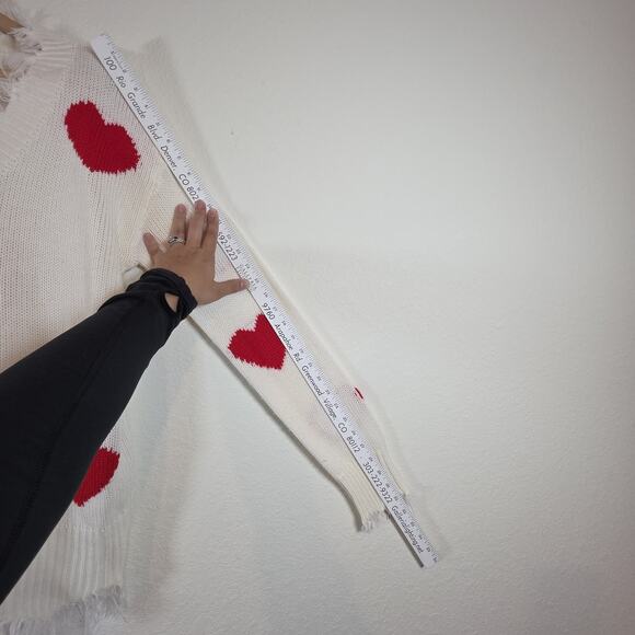 Bloom Chic Knit Sweater Red Heart Fringe Hems/cuff Size 14 - Picture 11 of 13